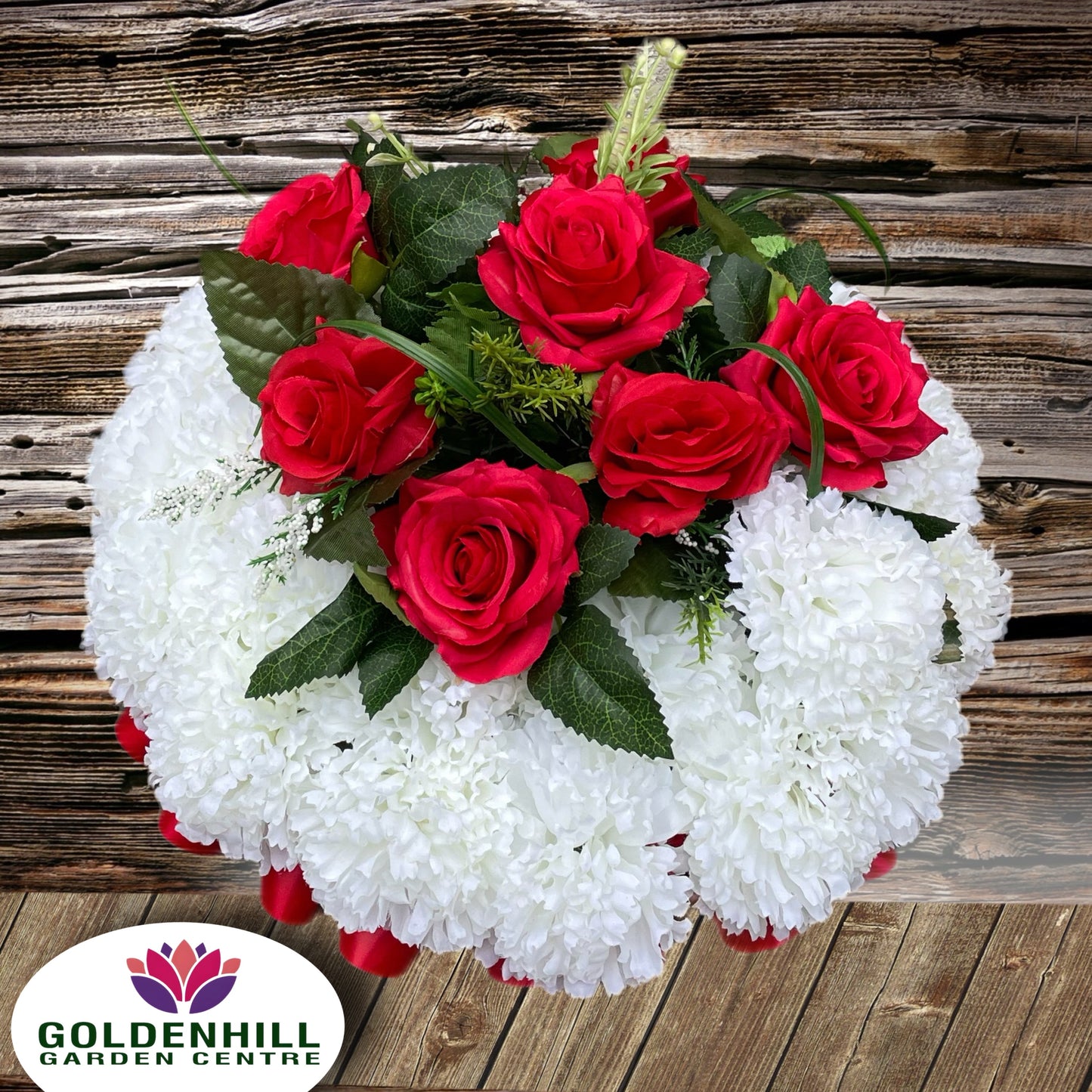 Artificial 10" Wreath With Red Roses