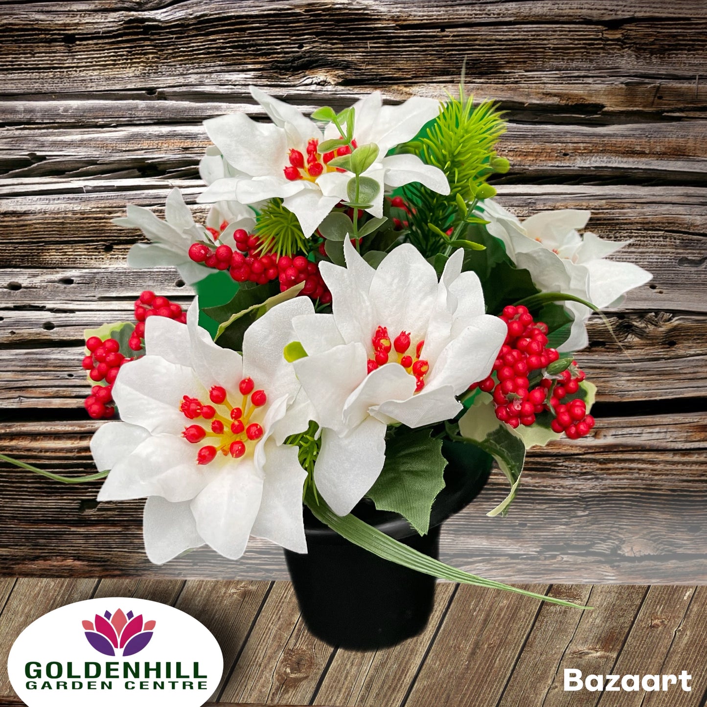 Value Christmas Silk Flowers Grave Pots