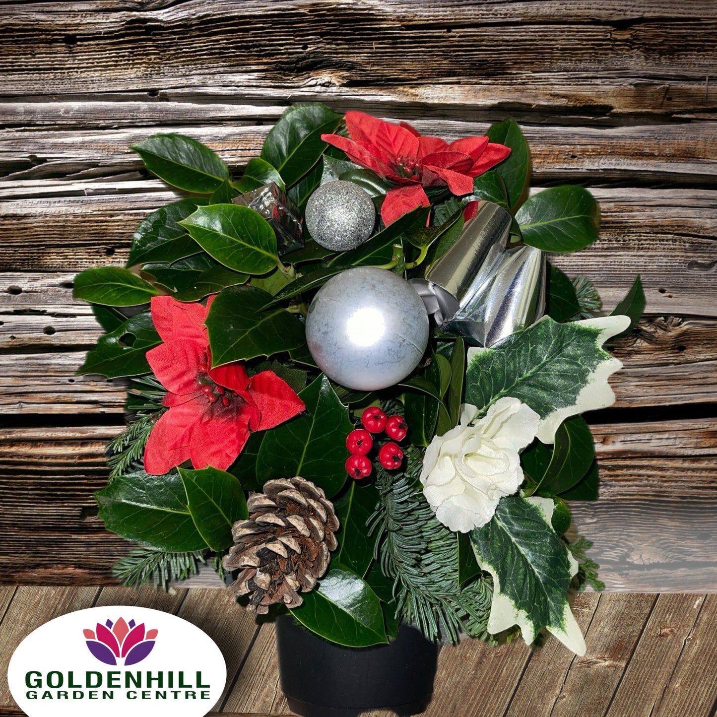 Fresh Christmas Grave or Crem Pot