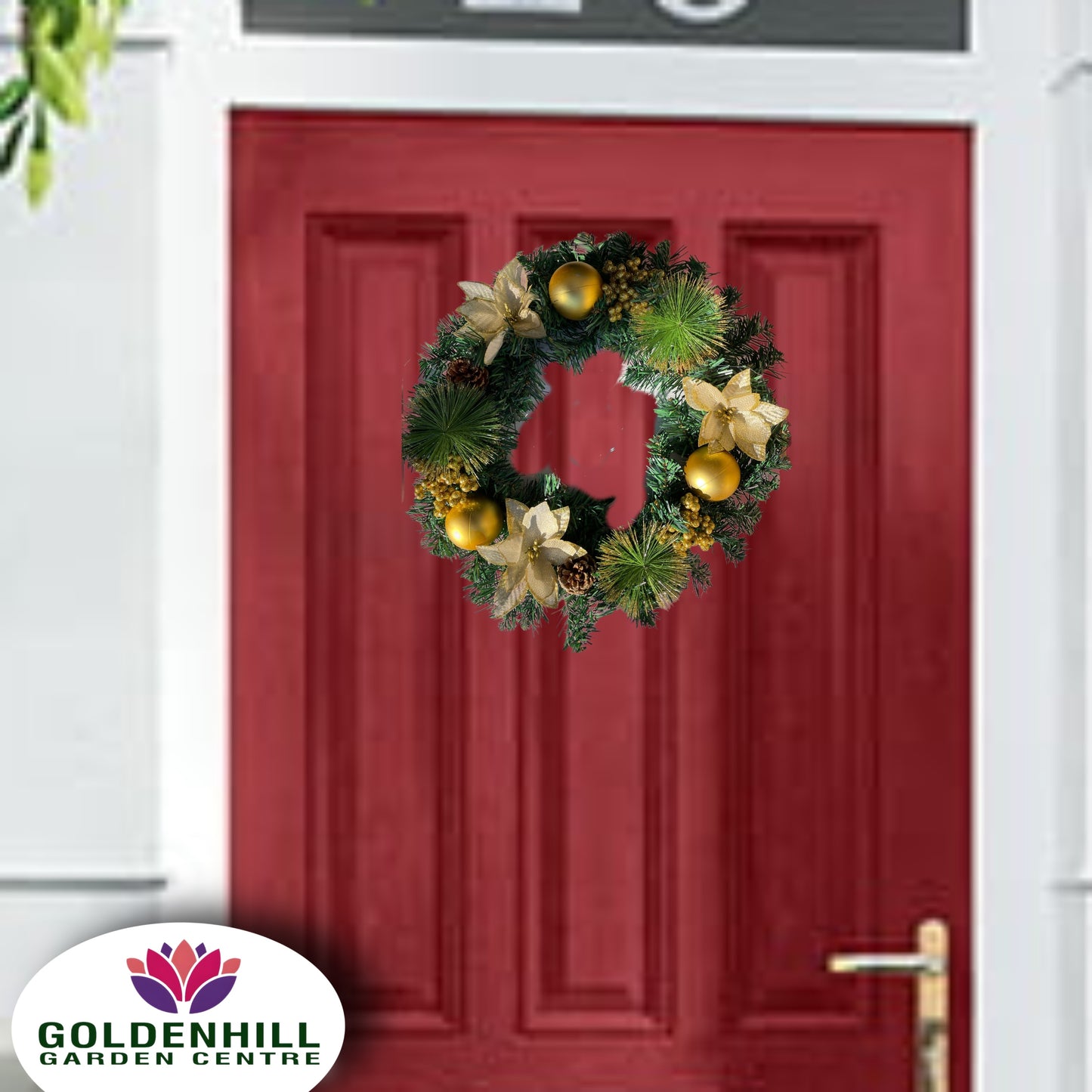 Christmas Wreath Artificial Gold Poinsettia