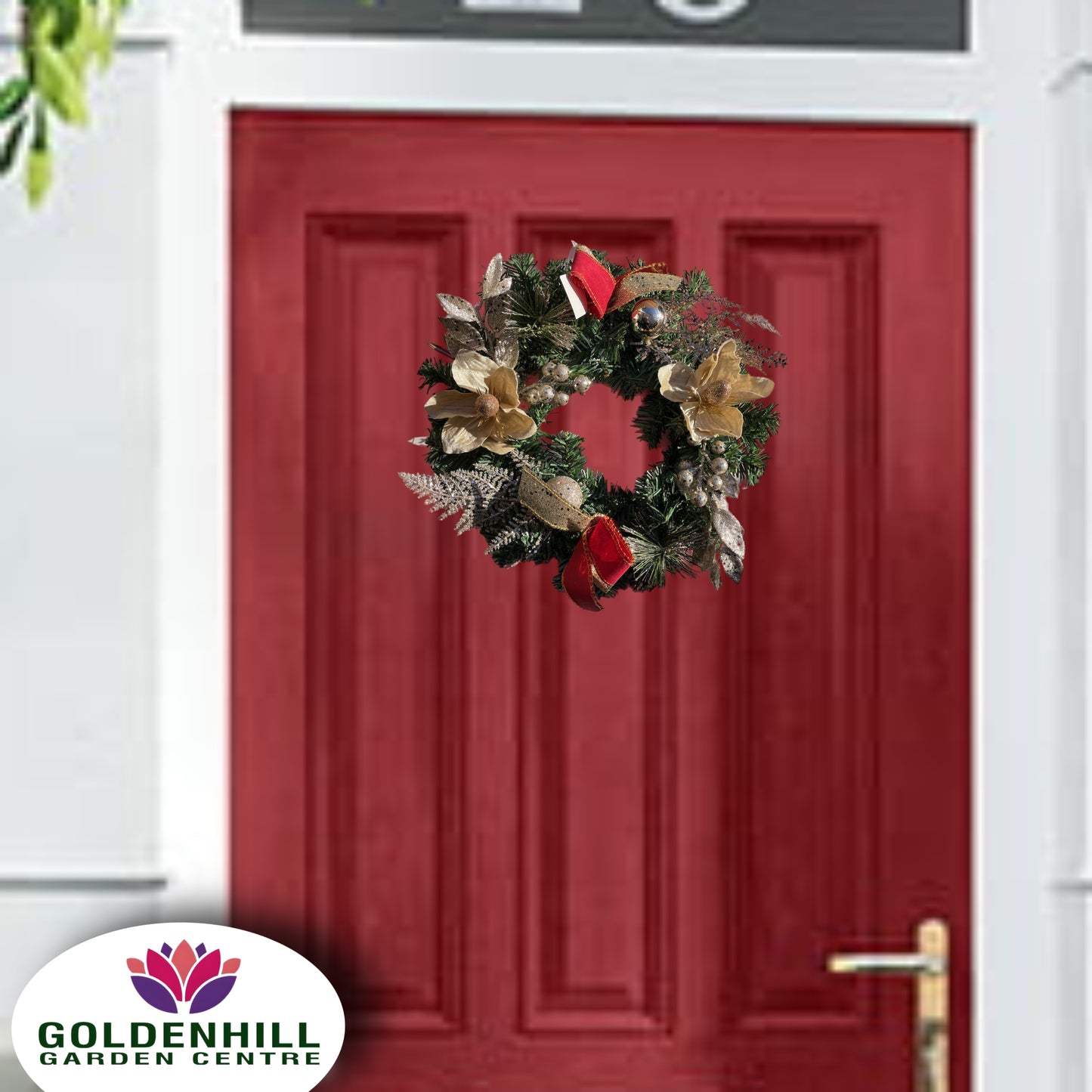 Christmas Wreath Artificial Magnolia Champagne