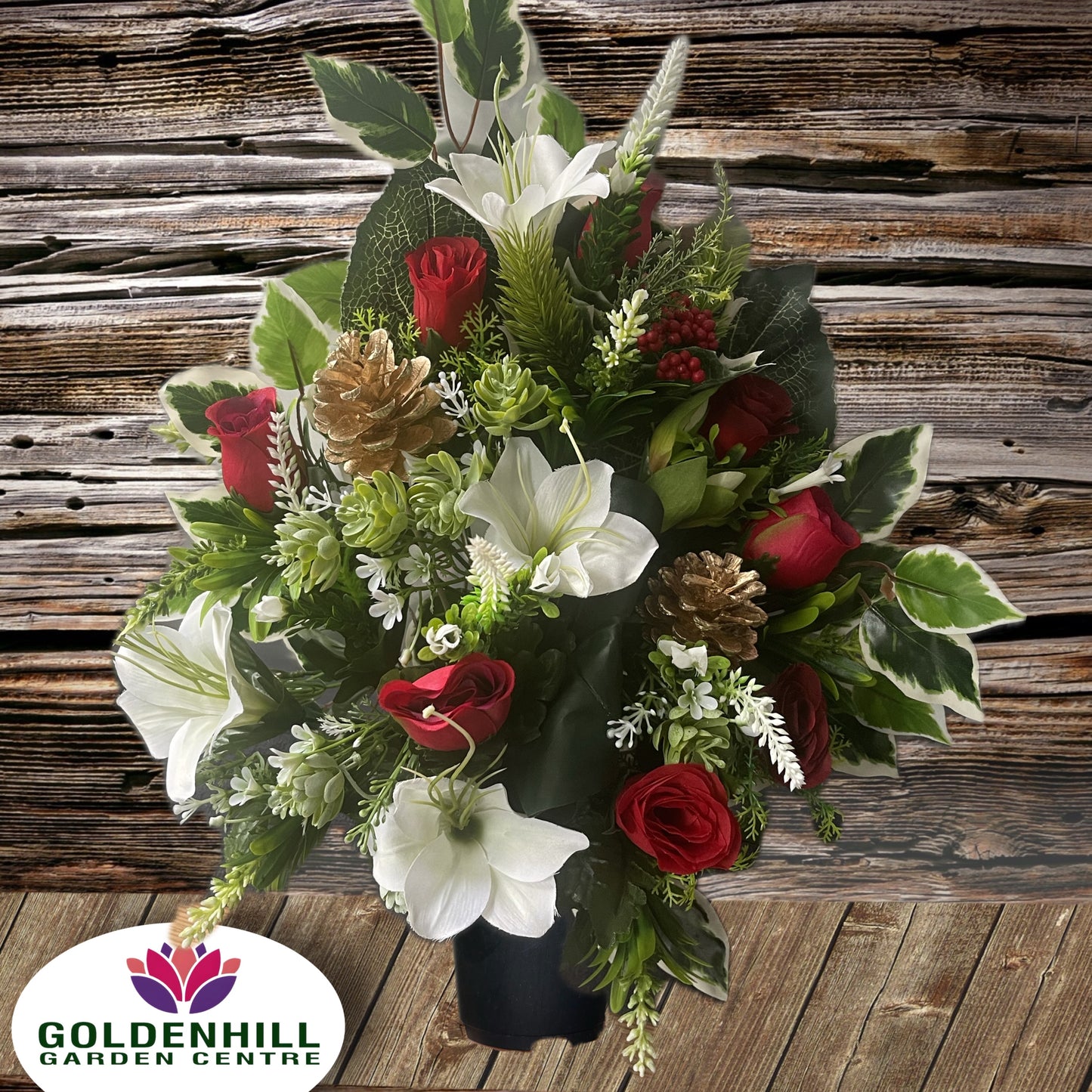 Deluxe Christmas Silk flowers Grave Arrangements