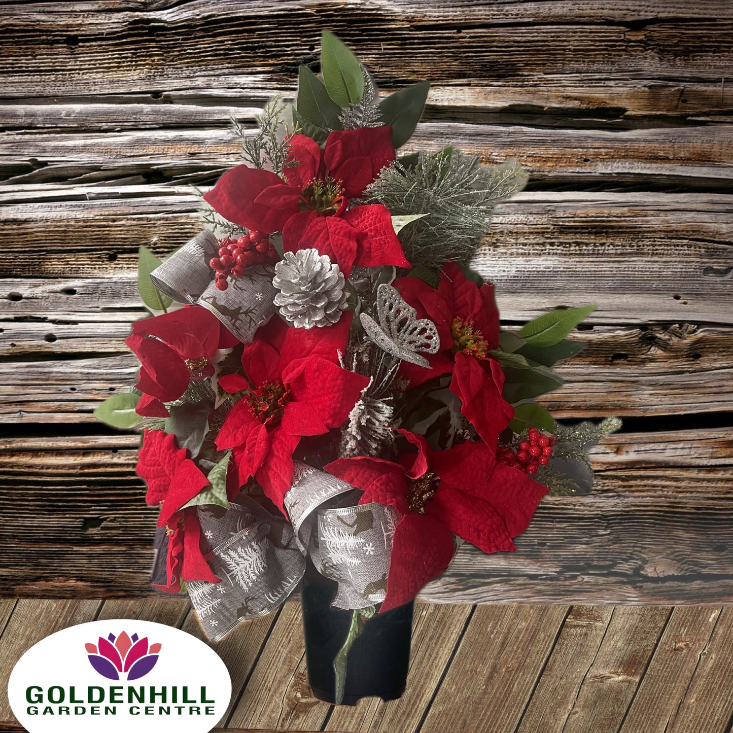 Deluxe Christmas Silk flowers Grave Arrangements