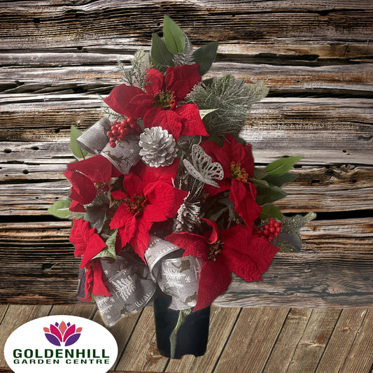 Deluxe Christmas Silk flowers Grave Arrangements