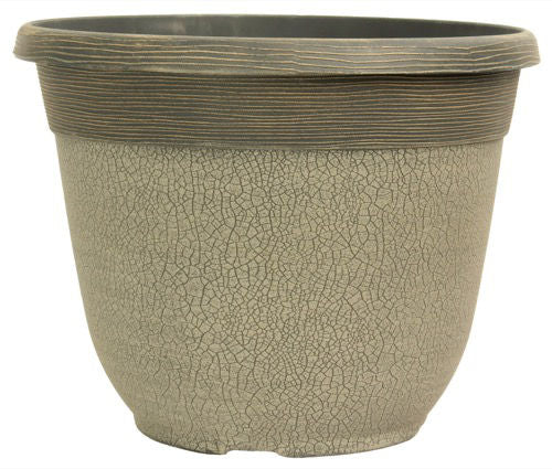 Crackle Planter 30cm - Concrete Grey