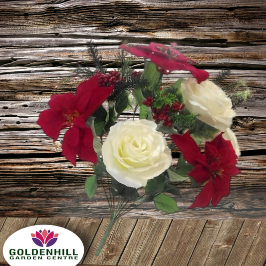 Poinsettia and Rose Large Mixed Bush